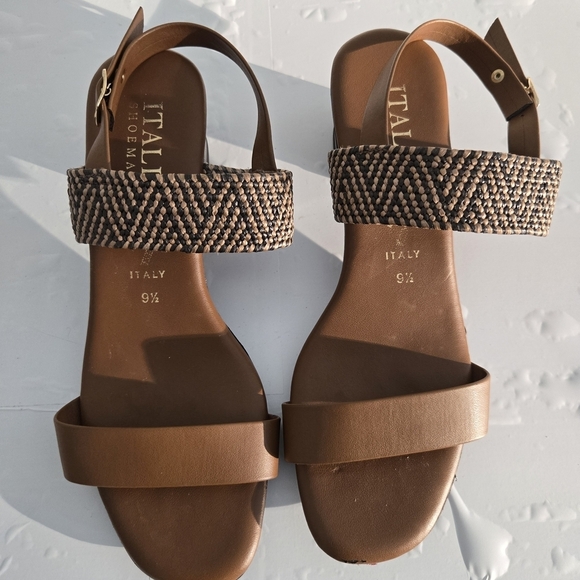 Italian Shoemakers Shoes - Italian Shoemakers Brown Sandals with Woven Strap